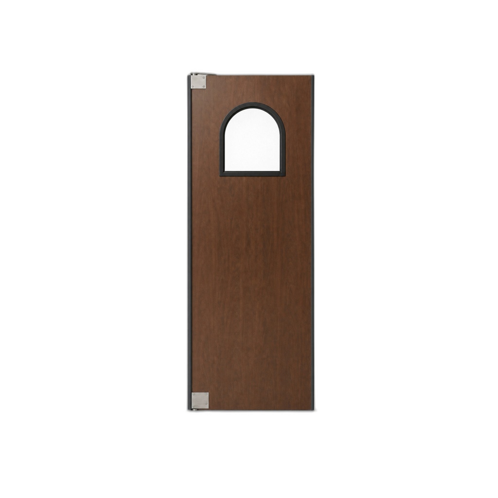Laminate Traffic Door — Formica Cocoa Maple, Arched Vision Window